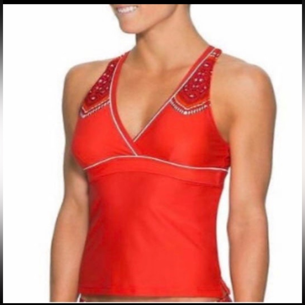 Athleta Cozumel Racerback Tankini Swim ToplCozumel Twist | Saffron Red Sz. M